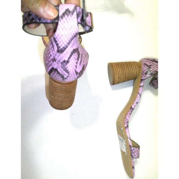 New Womens Vince Camuto Leather Snake Heeled Sandals Mejorla Lavender Purple Sho - Picture 5 of 6